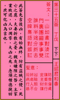 关帝灵签 第35签:下下 王昭君和番